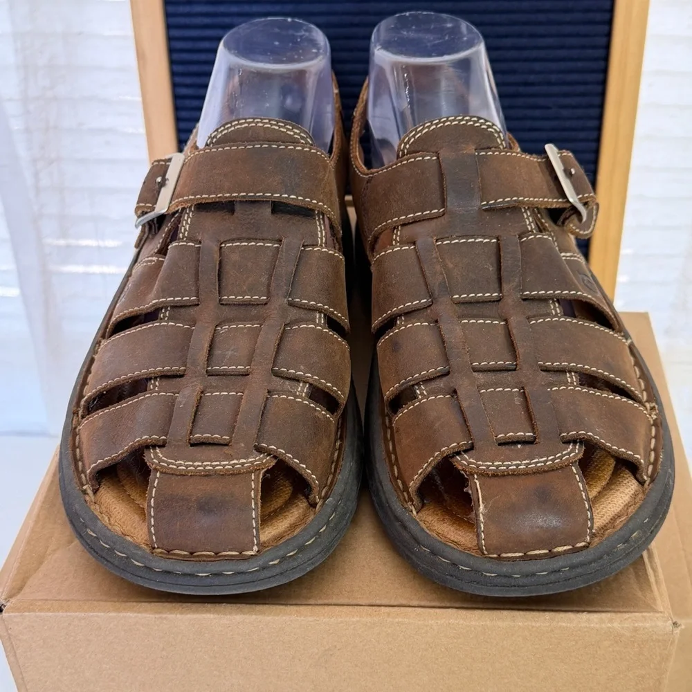 Born Mens Fisherman Sandals Size 10 M Brown Leather‎ GUC! (Bin B8)